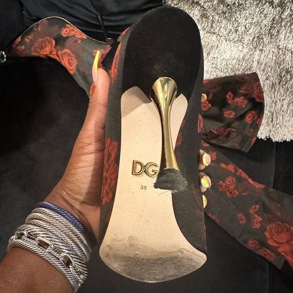 Dolce & Gabbana Floral Rose knee high boots - Picture 5 of 8